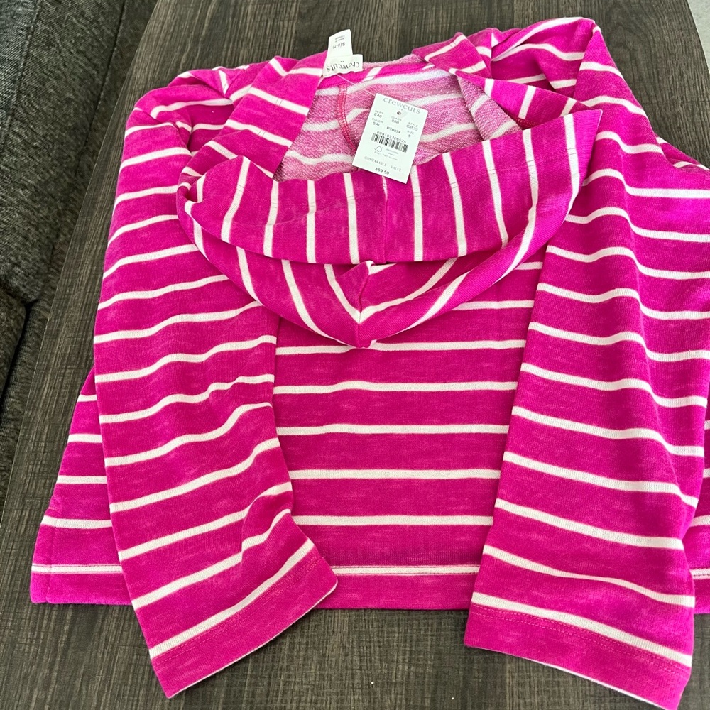 Crewcuts Pink and White Striped Hoodie, NWT, Size 6-7/Small - Picture 6 of 12